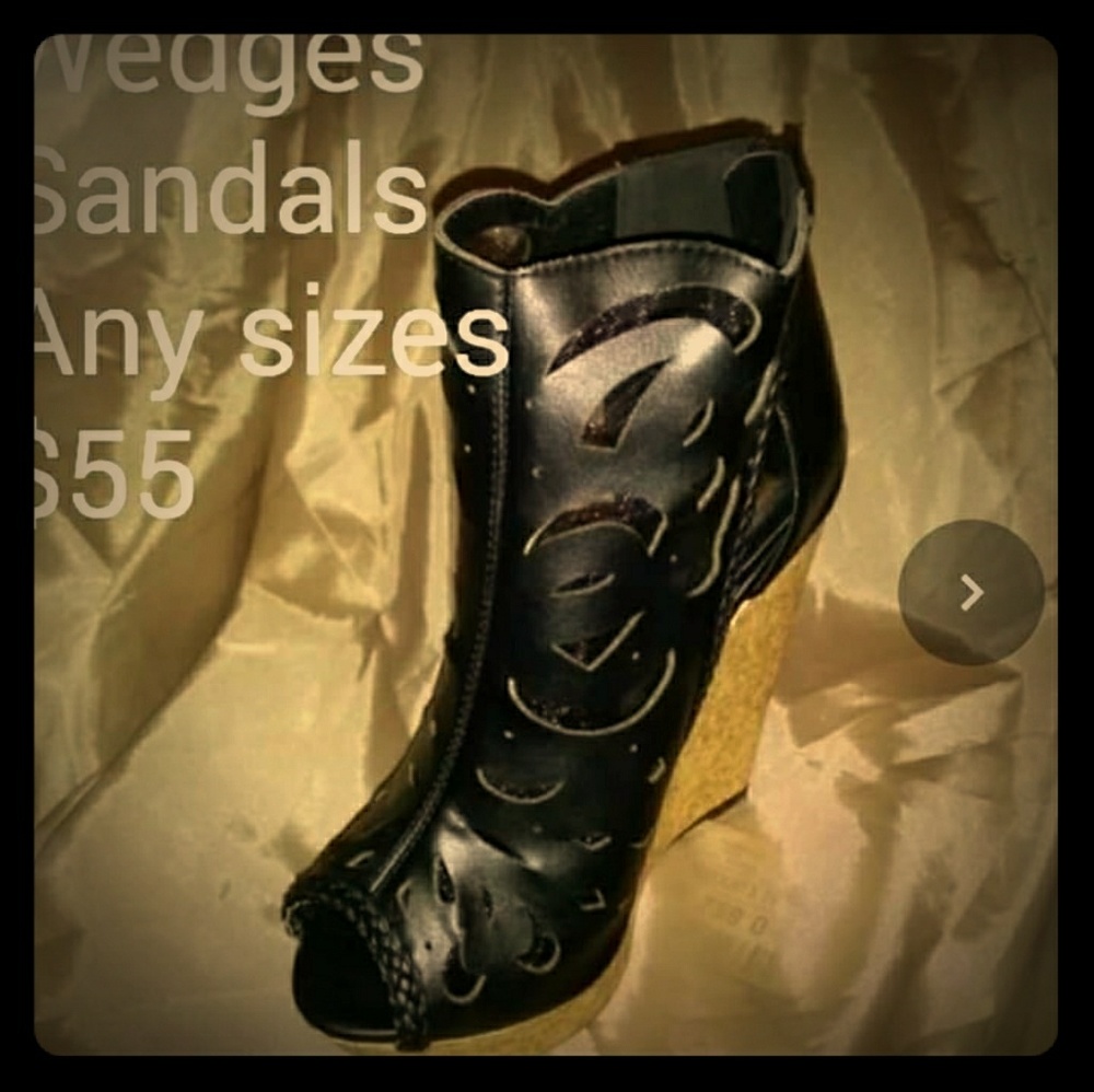 Black Wedges Sandals